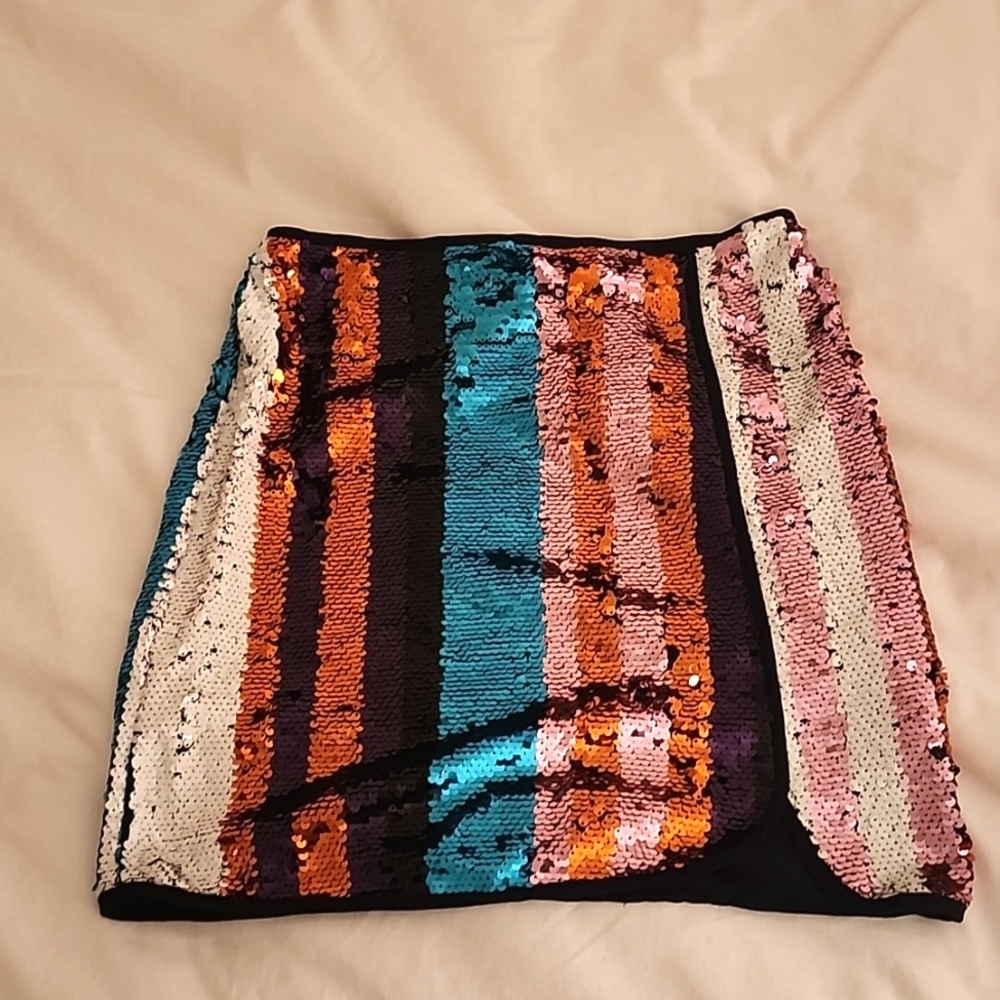 Francesca's Jun & Ivy sequins multi colored  new w tags mini skirt size small